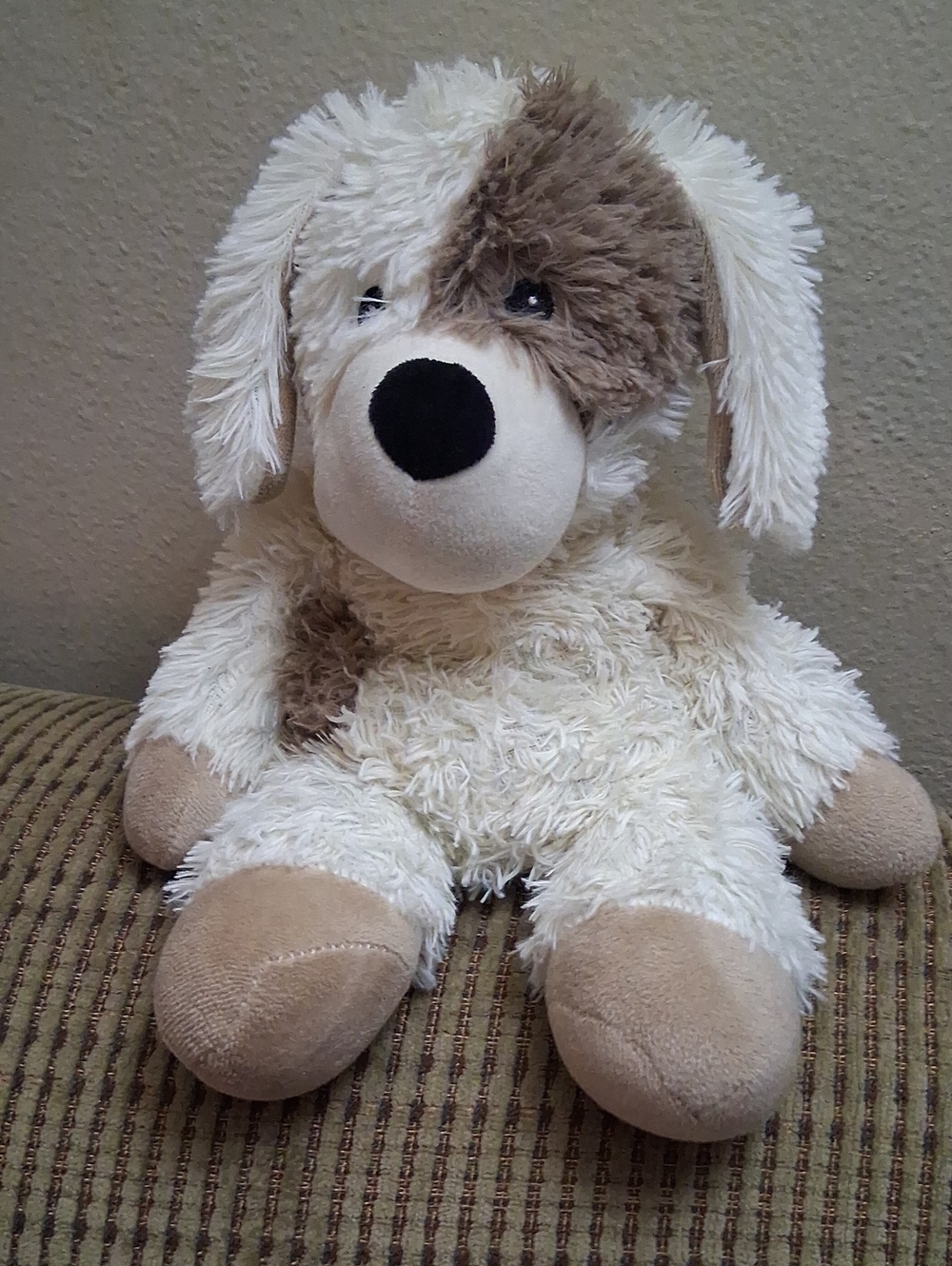 Warmies Cream and Tan Plush Dog with Black Nose